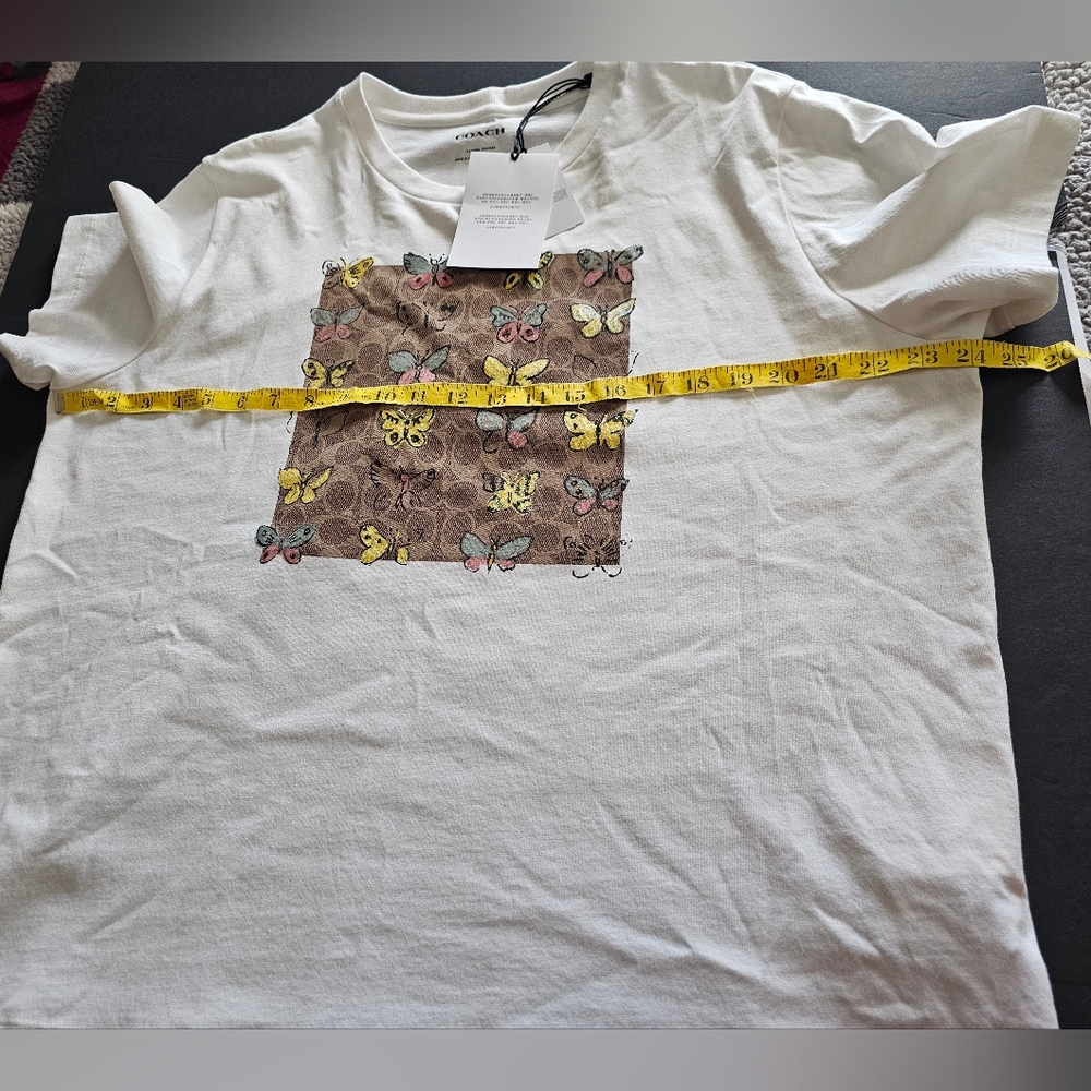 Coach White Butterfly Print Women's Shirt